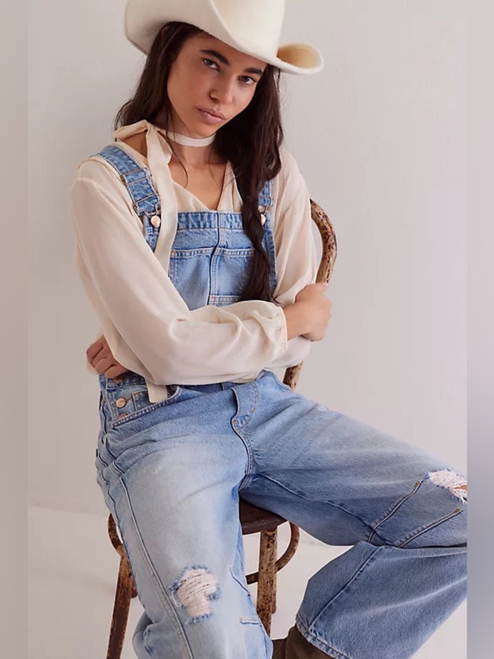 NWOT FREE PEOPLE WE THE FREE Good Luck Barrel Overalls | Going Steady MSRP $148 - Picture 5 of 13